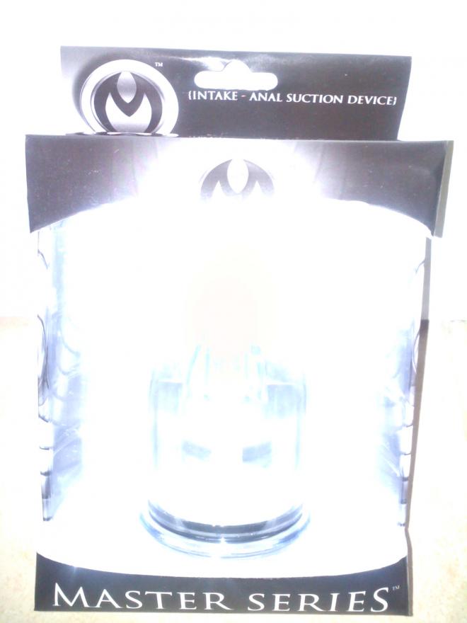 Anal suction device in the box. Made by Master Series. Bought on Amazon. Was hoping I could use it to get a good rosebud going, but I couldn't get it to induce prolapse, just lots of sphincter swelling (which despite sounding terrible actually felt incredible; made myself cum just by doing this without even touching my dick).